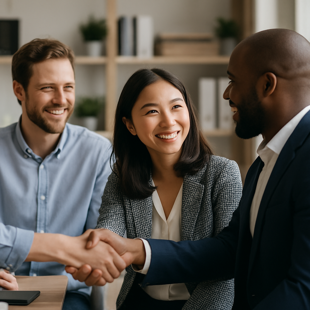 create a 200 x200 image to represent this experience I need a photo with customers partners suppliers a feel good photo of Why These Partnerships Mat-3