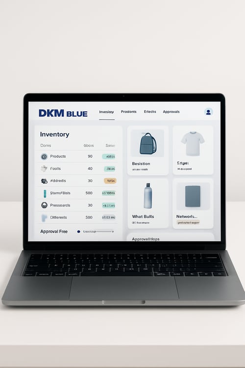 photographic A sleek laptop on a white desk displaying a DKM Bluebranded portal UI even if mockedupThinkClean white backgroundLaptop screen showing in-1 photographic A sleek laptop on a white desk displaying a DKM Bluebranded portal UI even if mockedupThinkClean white backgroundLaptop screen showing in-1